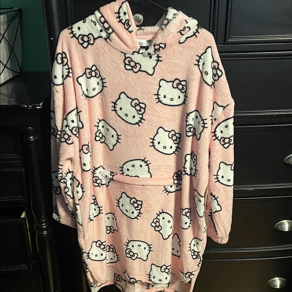 Hello Kitty Pink & White Plush Hooded Packable Lounger
